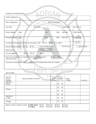 Application for Fulltime and Paid-On Call Employment - City of Adrian, Michigan, Page 3