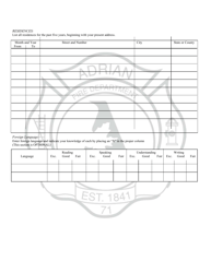 Application for Fulltime and Paid-On Call Employment - City of Adrian, Michigan, Page 7