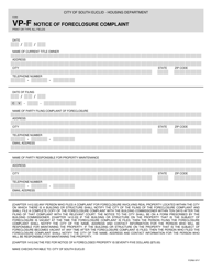Document preview: Form VP-F Notice of Foreclosure Complaint - City of South Euclid, Ohio