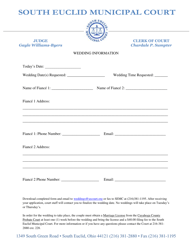 Document preview: Wedding Information Sheet - City of South Euclid, Ohio