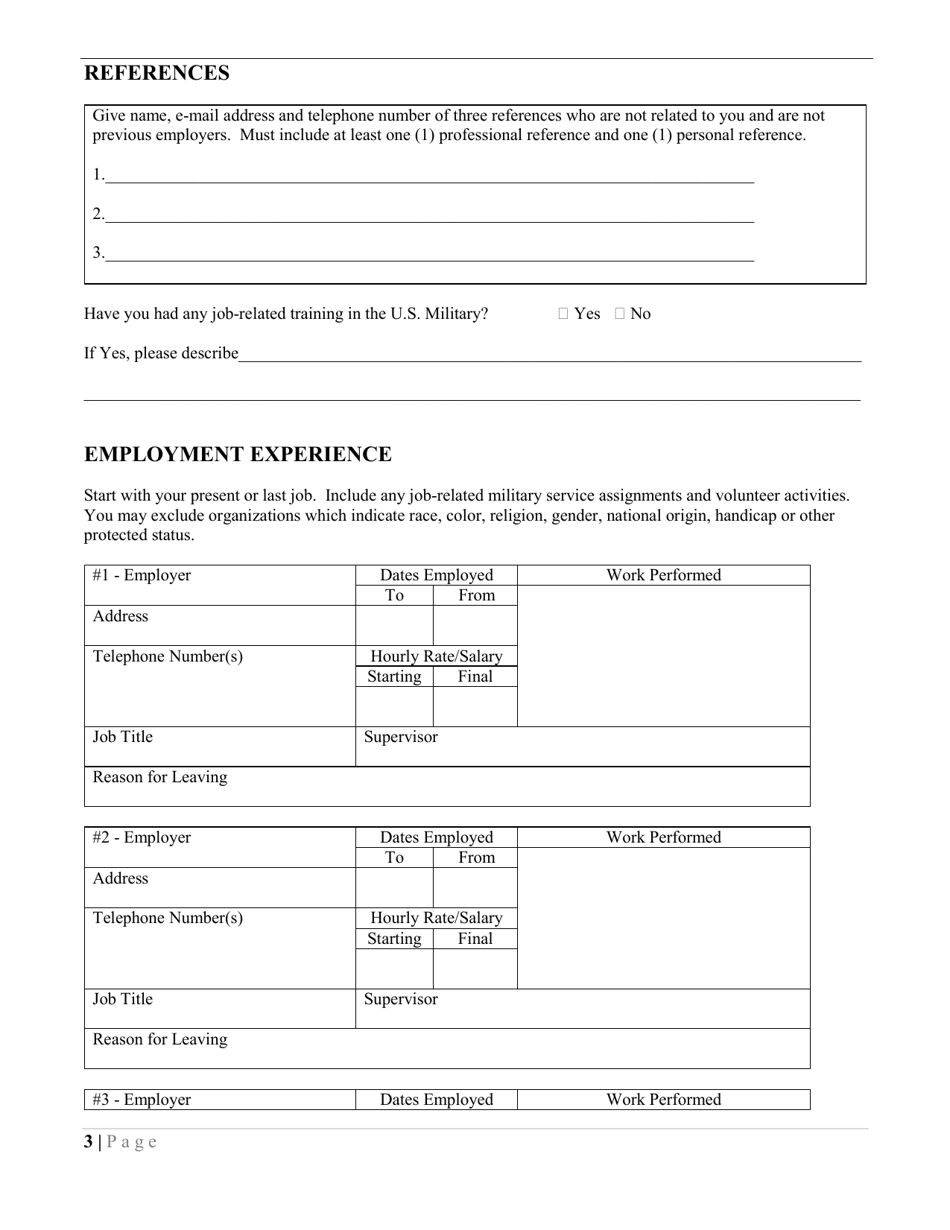 City of Scranton, Pennsylvania Employment Application Download