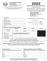 Document preview: Business Privilege & Mercantile Tax Return - City of Scranton, Pennsylvania