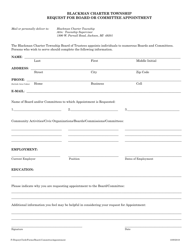 Document preview: Request for Board or Committee Appointment - Blackman Charter Township, Michigan