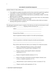 Document preview: Non-profit Exemption Request - Blackman Charter Township, Michigan
