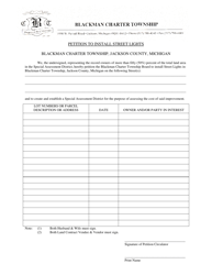 Document preview: Petition to Install Street Lights - Blackman Charter Township, Michigan