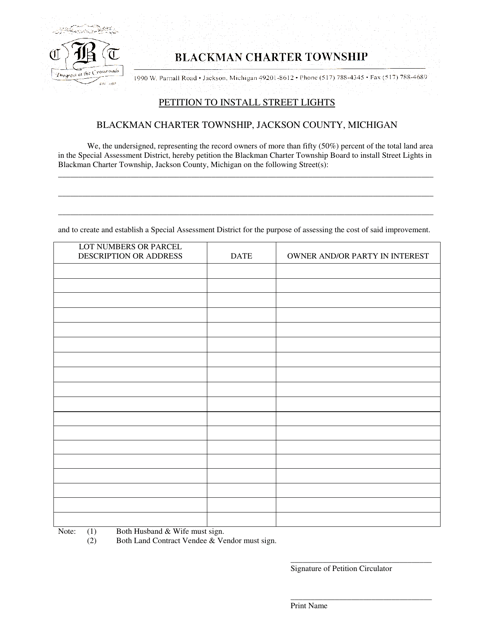 Petition to Install Street Lights - Blackman Charter Township, Michigan Download Pdf