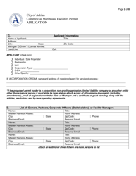 Commercial Marihuana Facilities Permit Application - City of Adrian, Michigan, Page 3