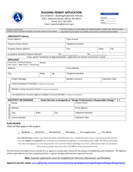 Document preview: Building Permit Application - City of Adrian, Michigan