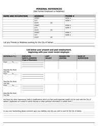 Seasonal Application for Employment - City of Adrian, Michigan, Page 2