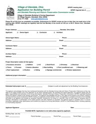 Document preview: Application for Building Permit and Glendale Planning and Historic Preservation Commission Review - Village of Glendale, Ohio
