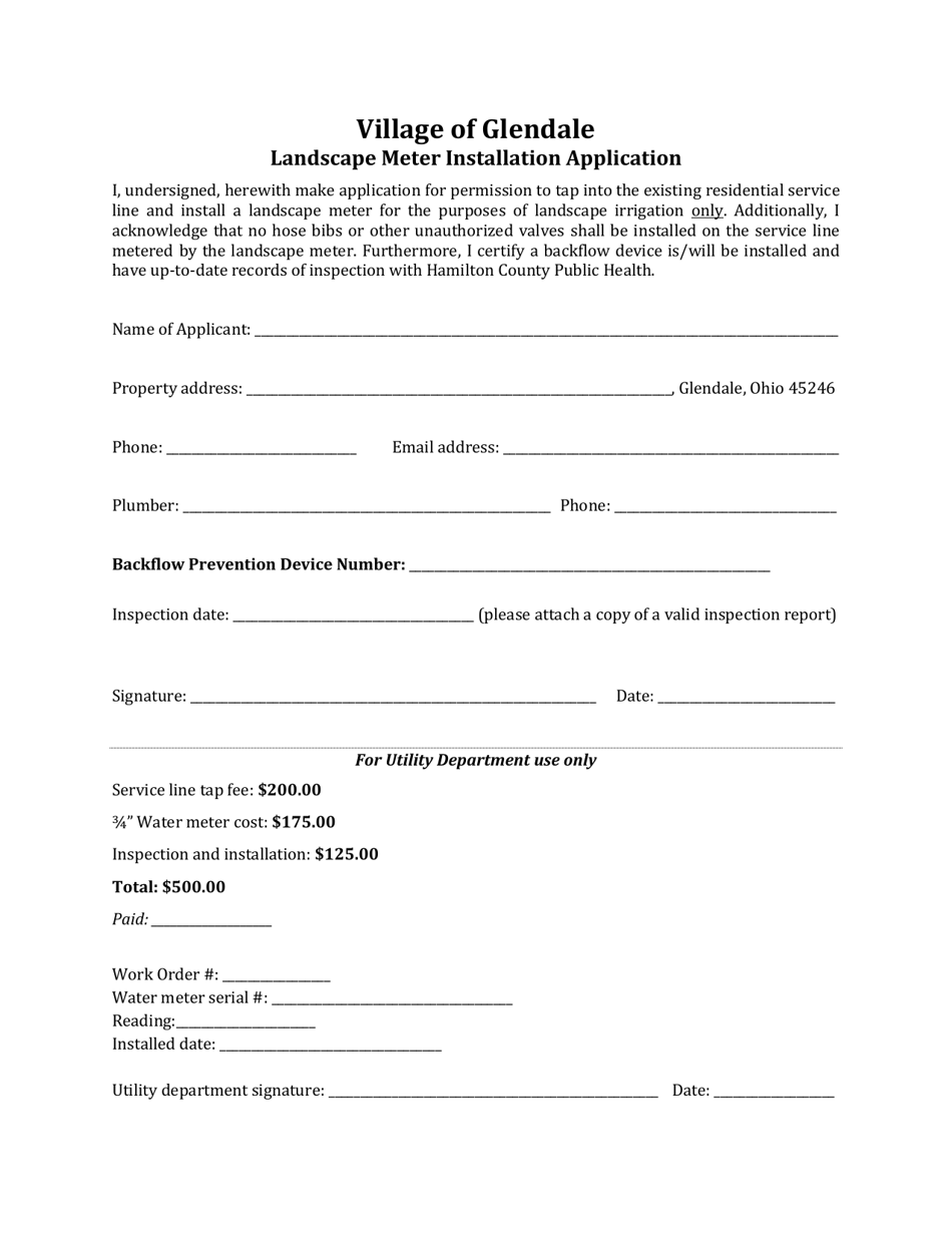 Landscape Meter Installation Application - Village of Glendale, Ohio, Page 2