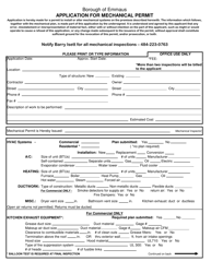 Application for Mechanical Permit - Borough of Emmaus, Pennsylvania