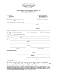 Subdivision and Land Development Conditional Use Application/Receipt/Distribution - Borough of Emmaus, Pennsylvania