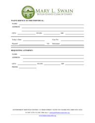 Document preview: Waiver of Service - Butler County, Ohio
