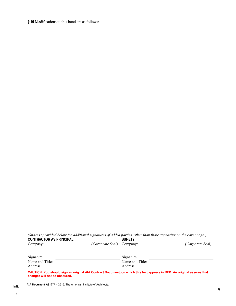Form A312-2010 Aia Bond Form - City of Adrian, Michigan, Page 4