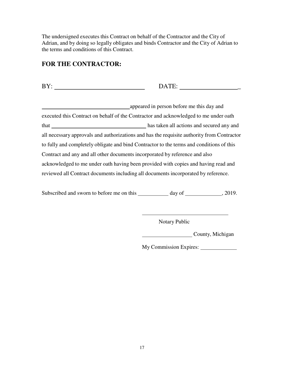 Professional Services Contract - City of Adrian, Michigan, Page 17