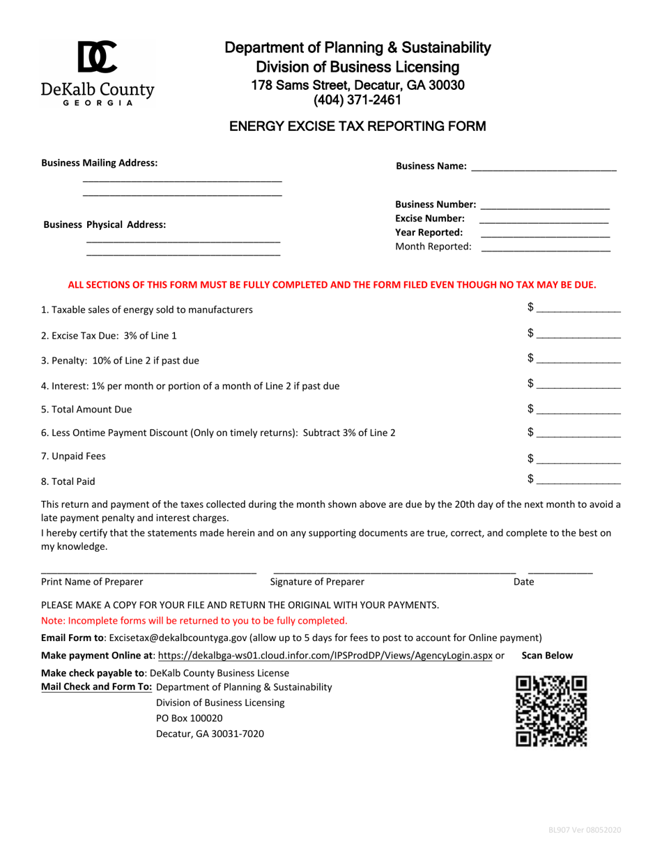 Form Bl907 Fill Out Sign Online And Download Fillable Pdf Dekalb County Georgia United 1177