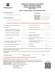 Document preview: Form BL904 Rental Vehicle Excise Tax Reporting Form - DeKalb County, Georgia (United States)
