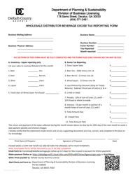 Document preview: Form BL906 Wholesale Distributor Beverage Excise Tax Reporting Form - DeKalb County, Georgia (United States)
