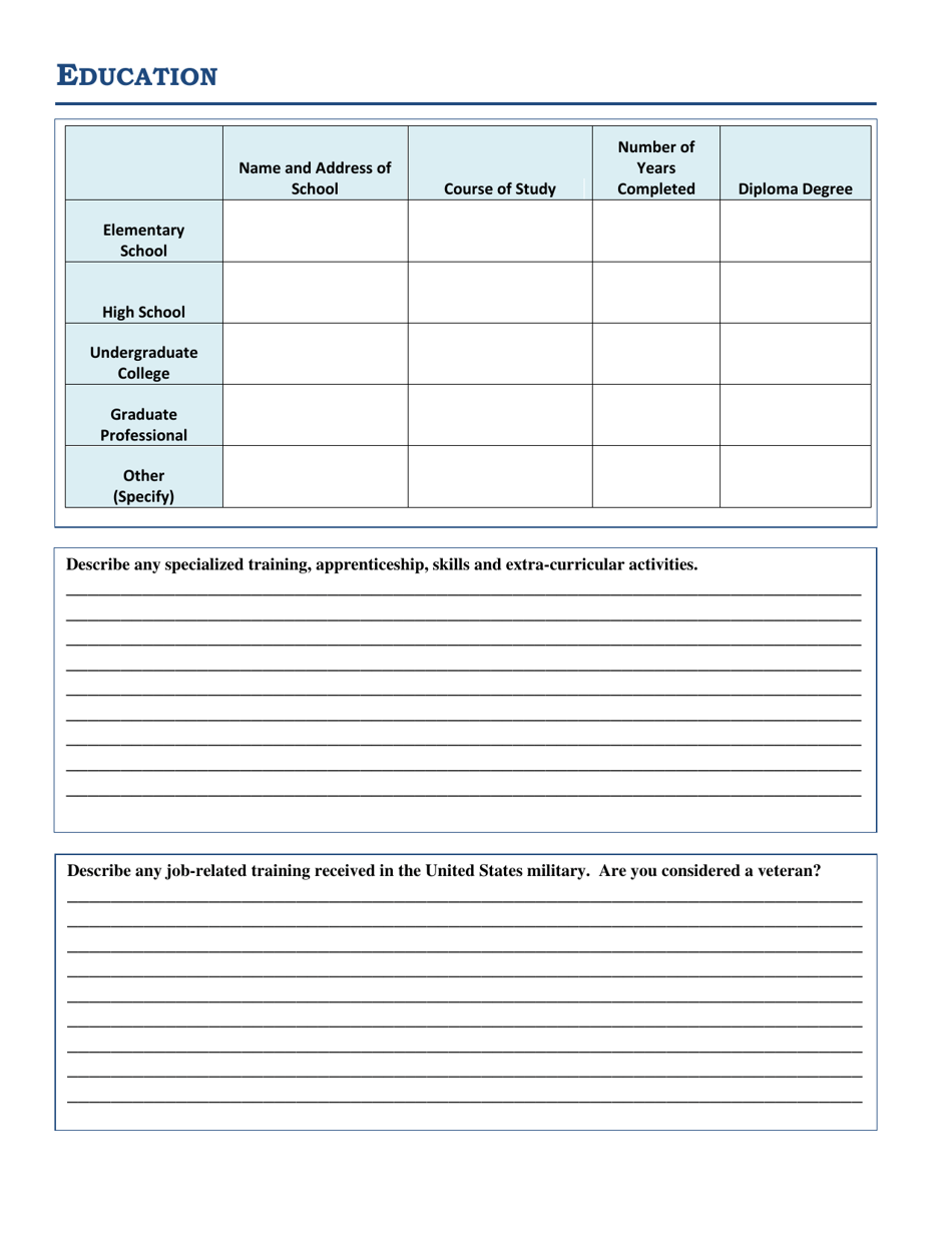 Application for Employment - Borough of Emmaus, Pennsylvania, Page 2