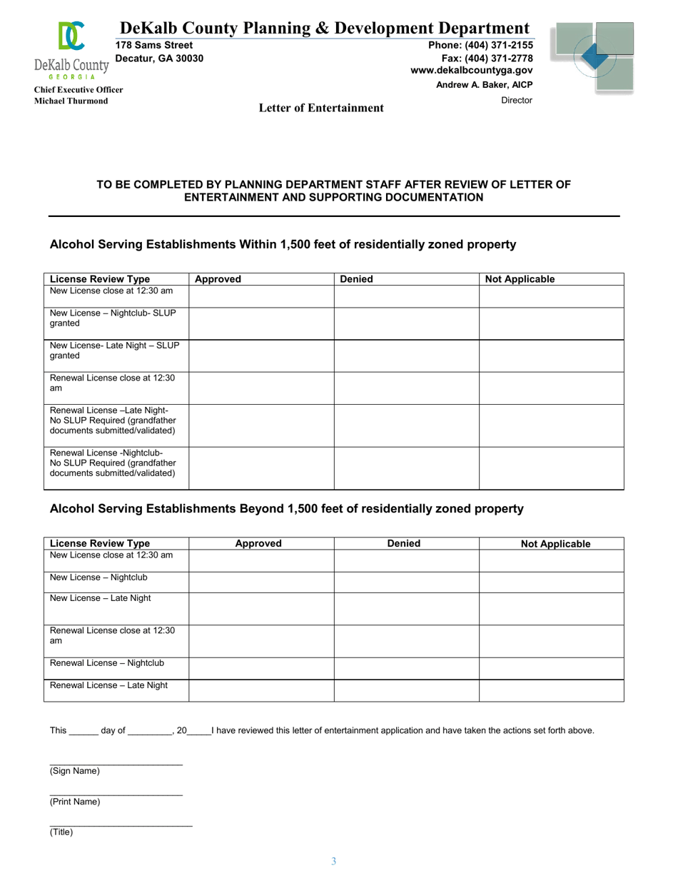 2022 DeKalb County, (United States) Alcohol License and