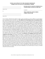 Notice and Affidavit to Judgment Debtor of Current Balance Due on Garnishment Order - Butler County, Ohio