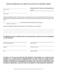 Notice and Affidavit to Judgment Debtor of Current Balance Due on Garnishment Order - Butler County, Ohio, Page 3