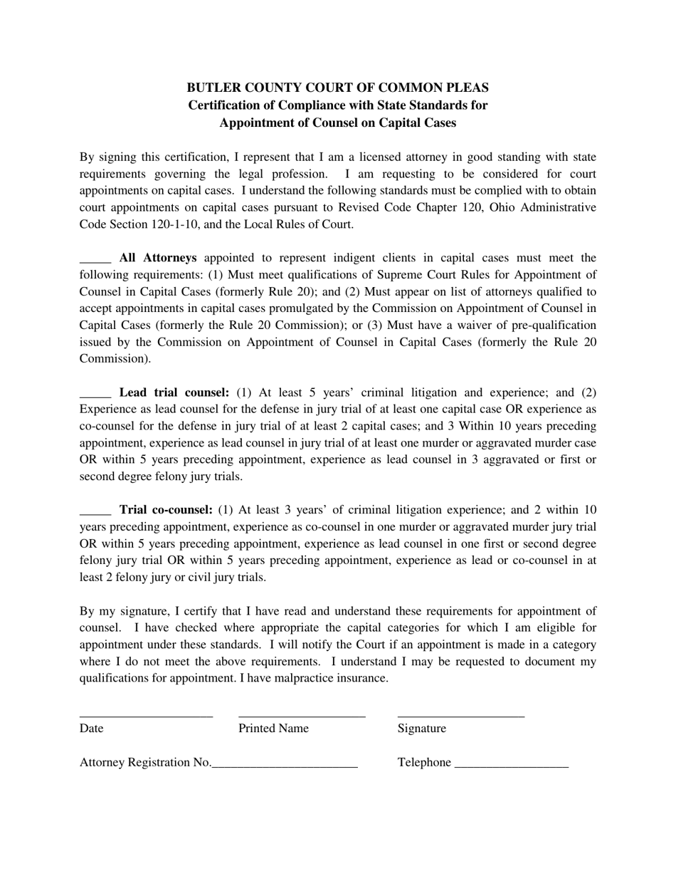 Application for Approval as Indigent Criminal Defense Counsel - Butler County, Ohio, Page 3