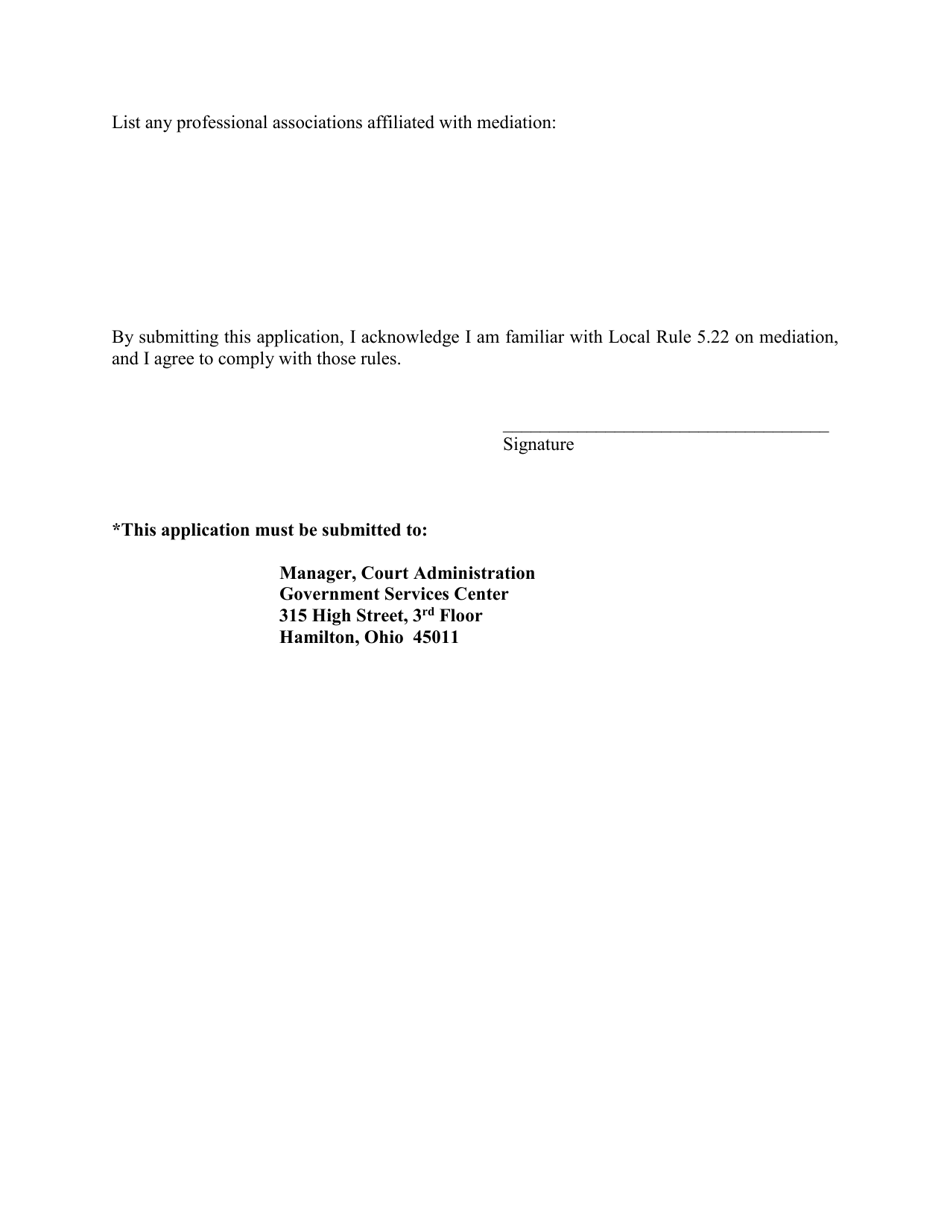 Mediator Qualification Questionnaire - Butler County, Ohio, Page 2