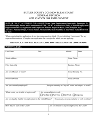 Application for Employment - Butler County, Ohio
