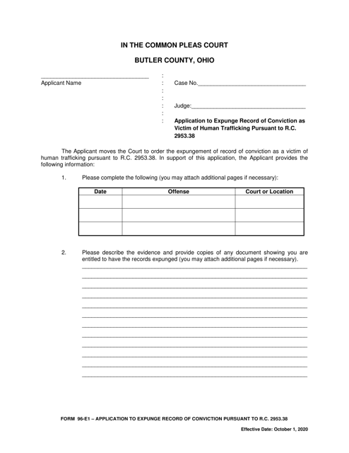 Form 96-E1  Printable Pdf