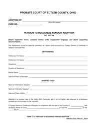 Document preview: Form 19.2 Petition to Recognize Foreign Adoption - Butler County, Ohio