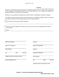 Form 19.2 Petition to Recognize Foreign Adoption - Butler County, Ohio, Page 2