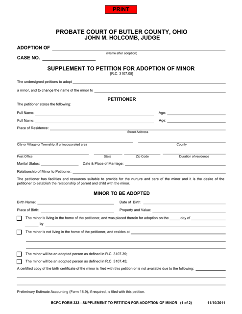 BCPC Form 333  Printable Pdf