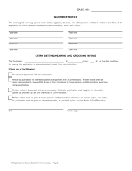 Form 5.0 Application to Relieve Estate From Administration - Butler County, Ohio, Page 2