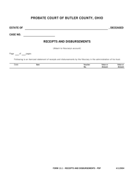 Document preview: Form 13.1 Receipts and Disbursements - Butler County, Ohio