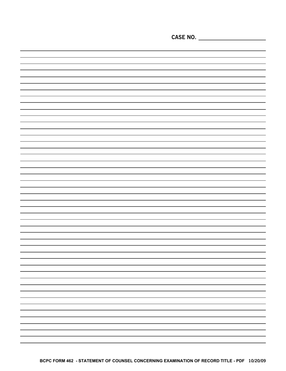 BCPC Form 462 Statement of Counsel Concerning Examination of Record Title - Butler County, Ohio, Page 2