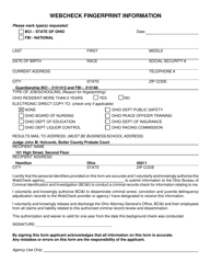 Webcheck Fingerprint Information Sheet - Butler County, Ohio, Page 2