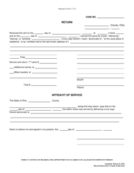 Form 17.4 Notice of Hearing for Appointment of Guardian of Alleged Incompetent Person to Spouse and Known Next of Kin - Butler County, Ohio, Page 2