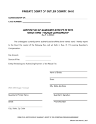 Document preview: Form 27.10 Notification of Guardian's Receipt of Fees Other Than Through Guardianship - Butler County, Ohio