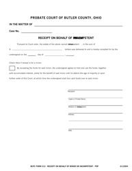 Document preview: BCPC Form 512 Receipt on Behalf of Minor or Incompetent - Butler County, Ohio
