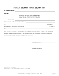 Document preview: BCPC Form 704 Answer of Guardian Ad Litem - Butler County, Ohio