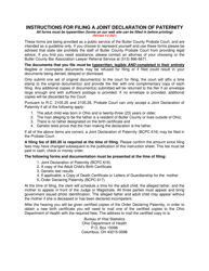 Document preview: Instructions for BCPC Form 616 Joint Declaration of Paternity - Butler County, Ohio