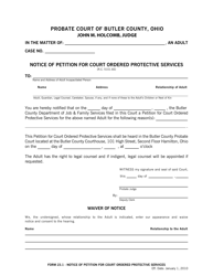 Document preview: BCPC Form 23.1 Notice of Petition for Court Ordered Protective Services - Butler County, Ohio