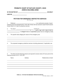 Document preview: Form 23.2 Petition for Emergency Protective Services - Butler County, Ohio