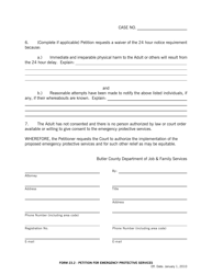 Form 23.2 Petition for Emergency Protective Services - Butler County, Ohio, Page 2