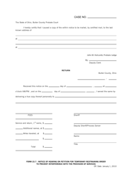Form 23.7 Notice of Hearing on Petition for Temporary Restraining Order to Prevent Interference With the Provision of Protective Services - Butler County, Ohio, Page 2