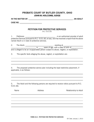 Document preview: Form 23.0 Petition for Protective Services - Butler County, Ohio