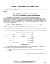 BCPC Form 515 Application for Approval of Payment of Appointed Counsel Fees and Expenses (Ward) - Butler County, Ohio