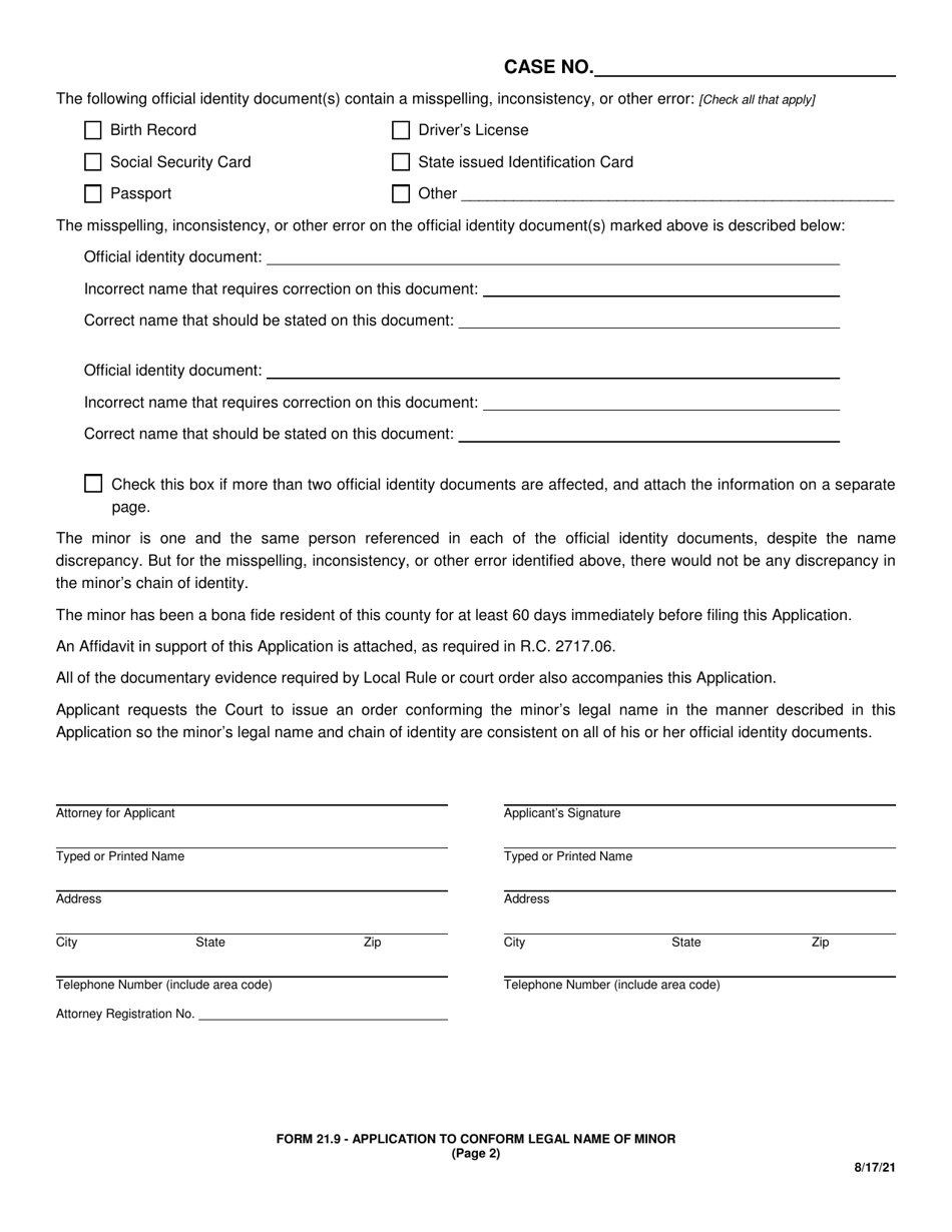 Form 21.9 - Fill Out, Sign Online and Download Fillable PDF, Butler ...